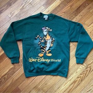 Vintage Walt Disney World Green Sweater with Tigger Design